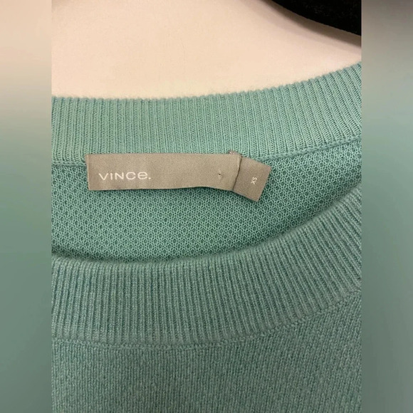 VINCE Double Layer Cashmere Crew Pull Over Light Aqua Size XS - Picture 6 of 8